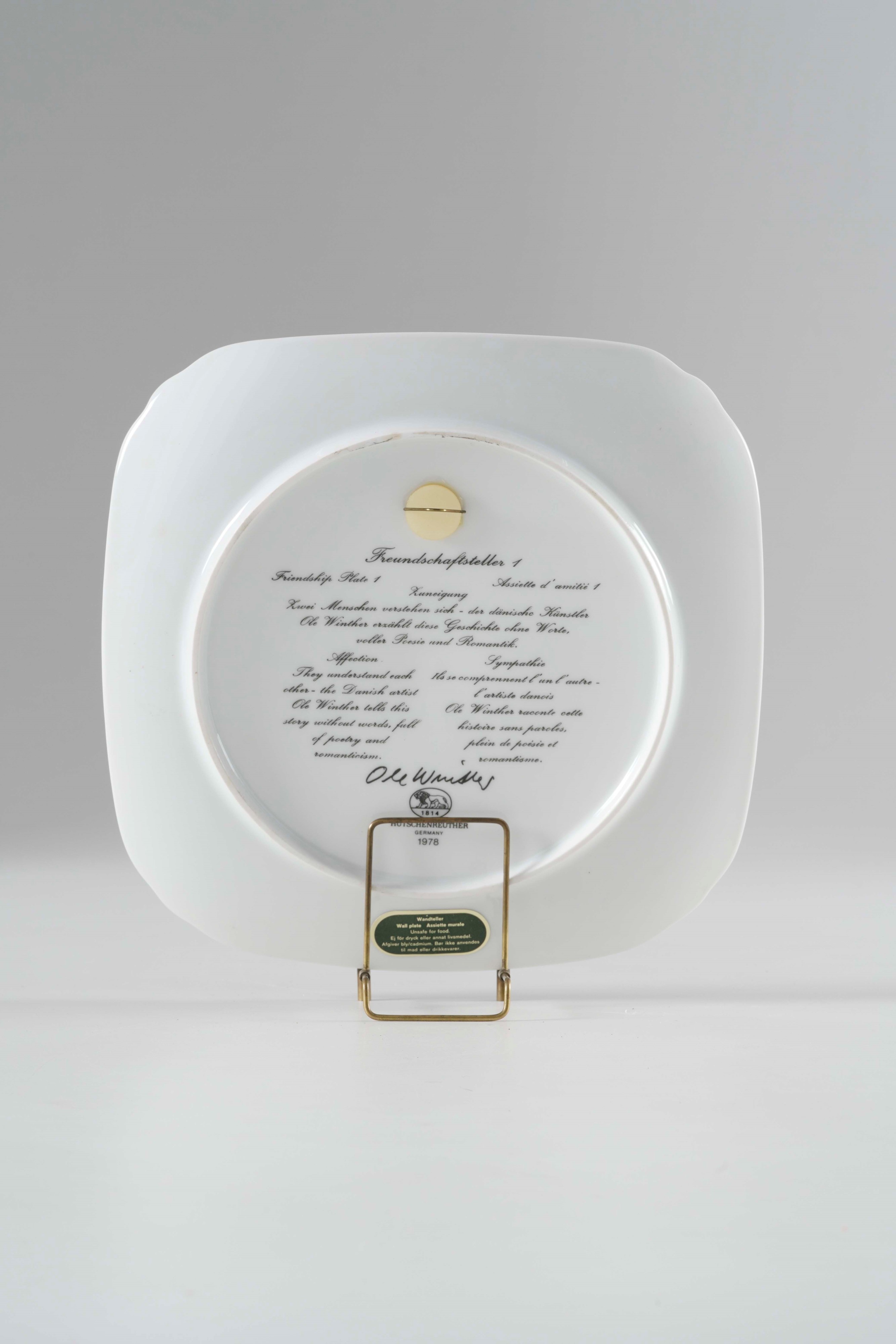 Piatto Hutschenreuther Teller Freundschaft 1978 entro scatola originale
