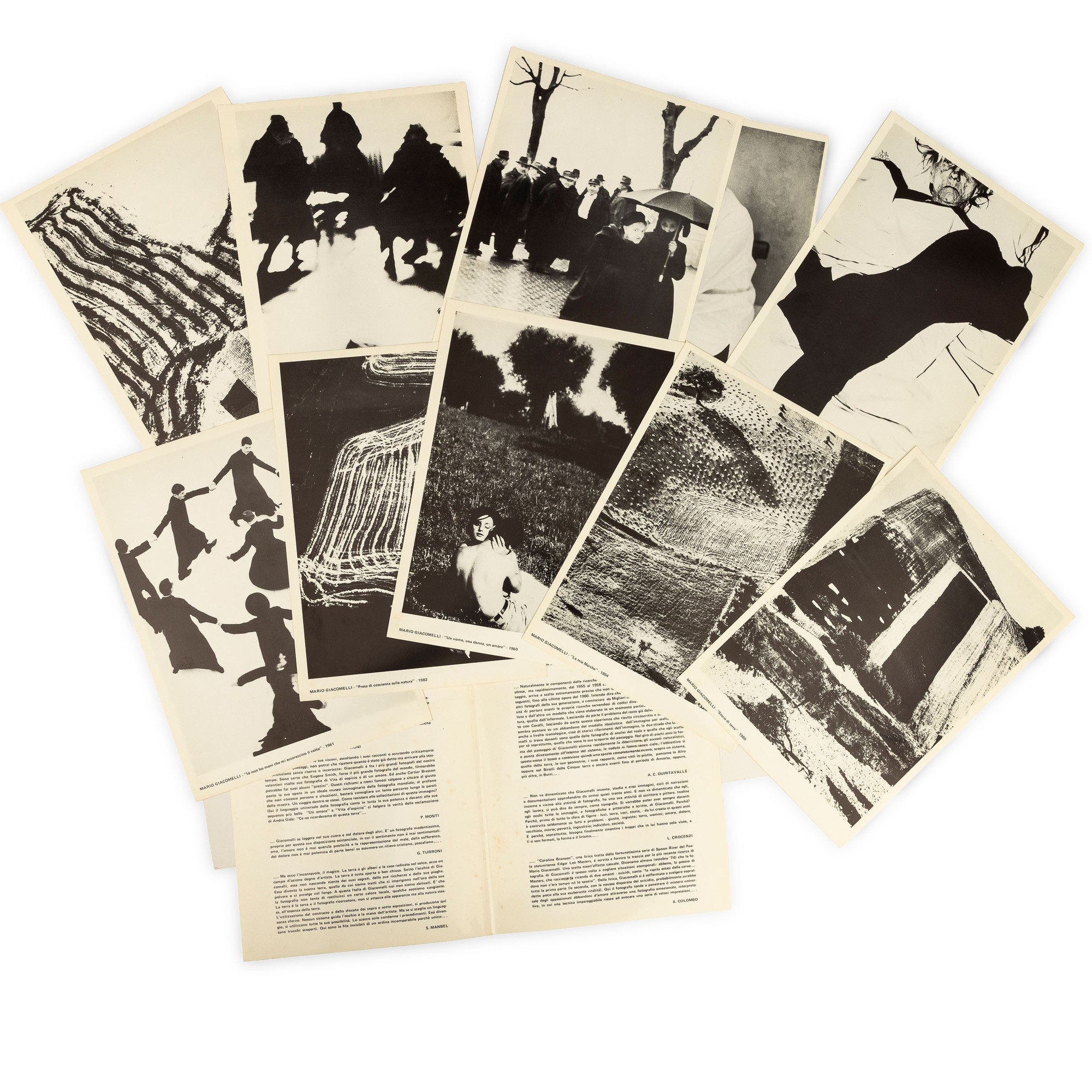 Mario Giacomelli: Testi critici e dieci stampe sciolte, lucide.