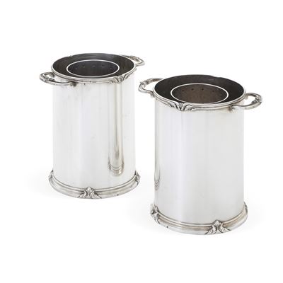 Tetard Frères, Coppia di porta bottiglie in argento, Parigi, XX secolo