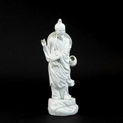 Figura di pescatore, Blanc de Chine, porcellana, Cina, XX secolo