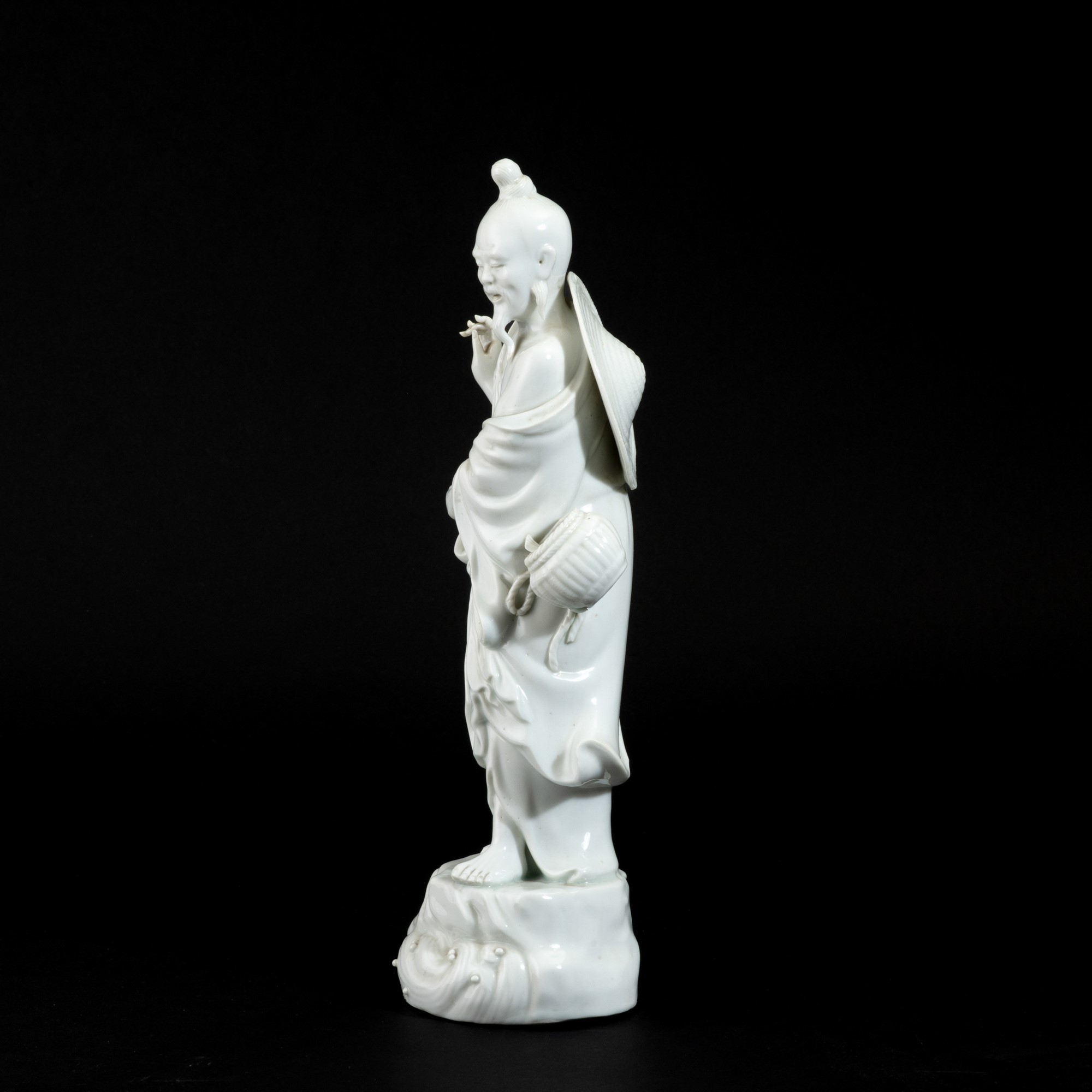 Figura di pescatore, Blanc de Chine, porcellana, Cina, XX secolo