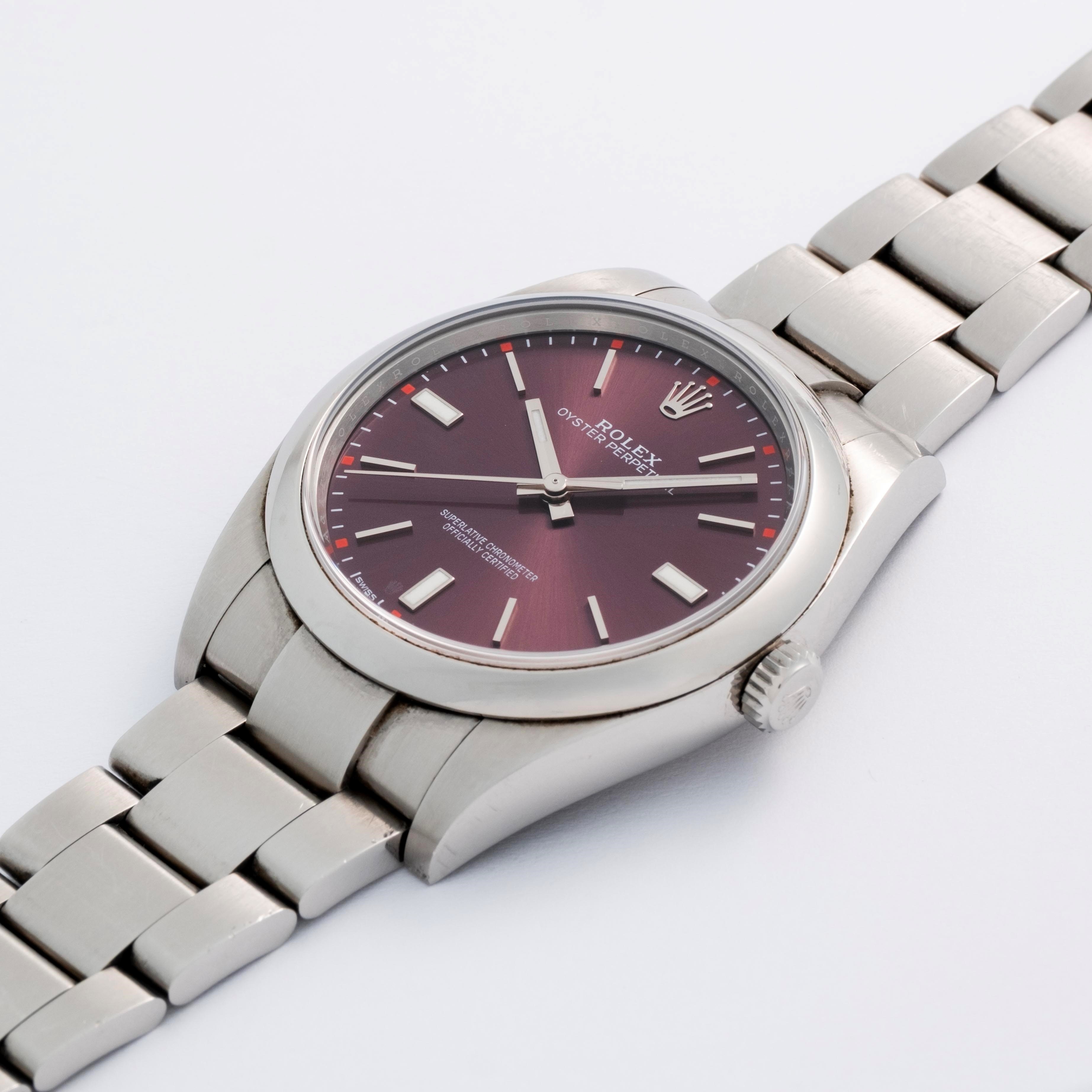 Rolex - Oyster Perpetual 114300 in acciaio, quadrante vinaccia Soleil