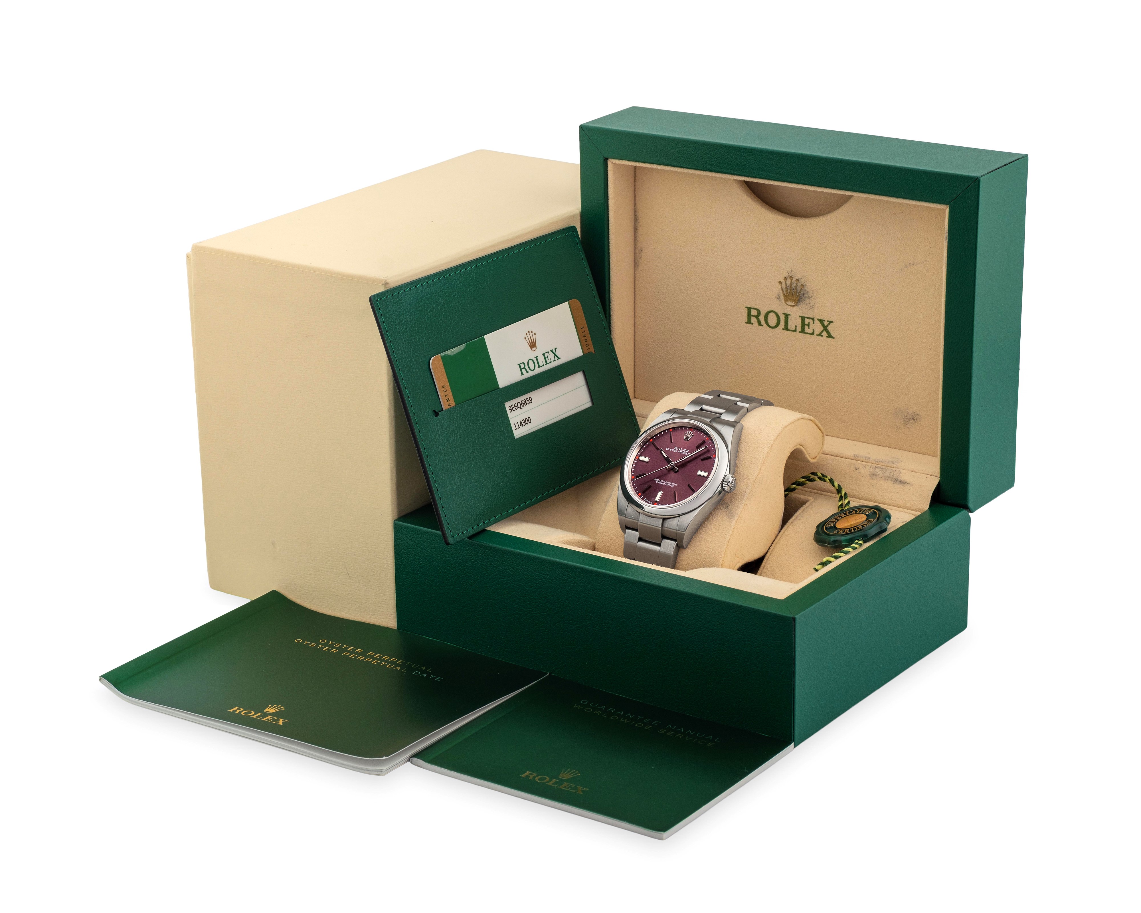 Rolex - Oyster Perpetual 114300 in acciaio, quadrante vinaccia Soleil