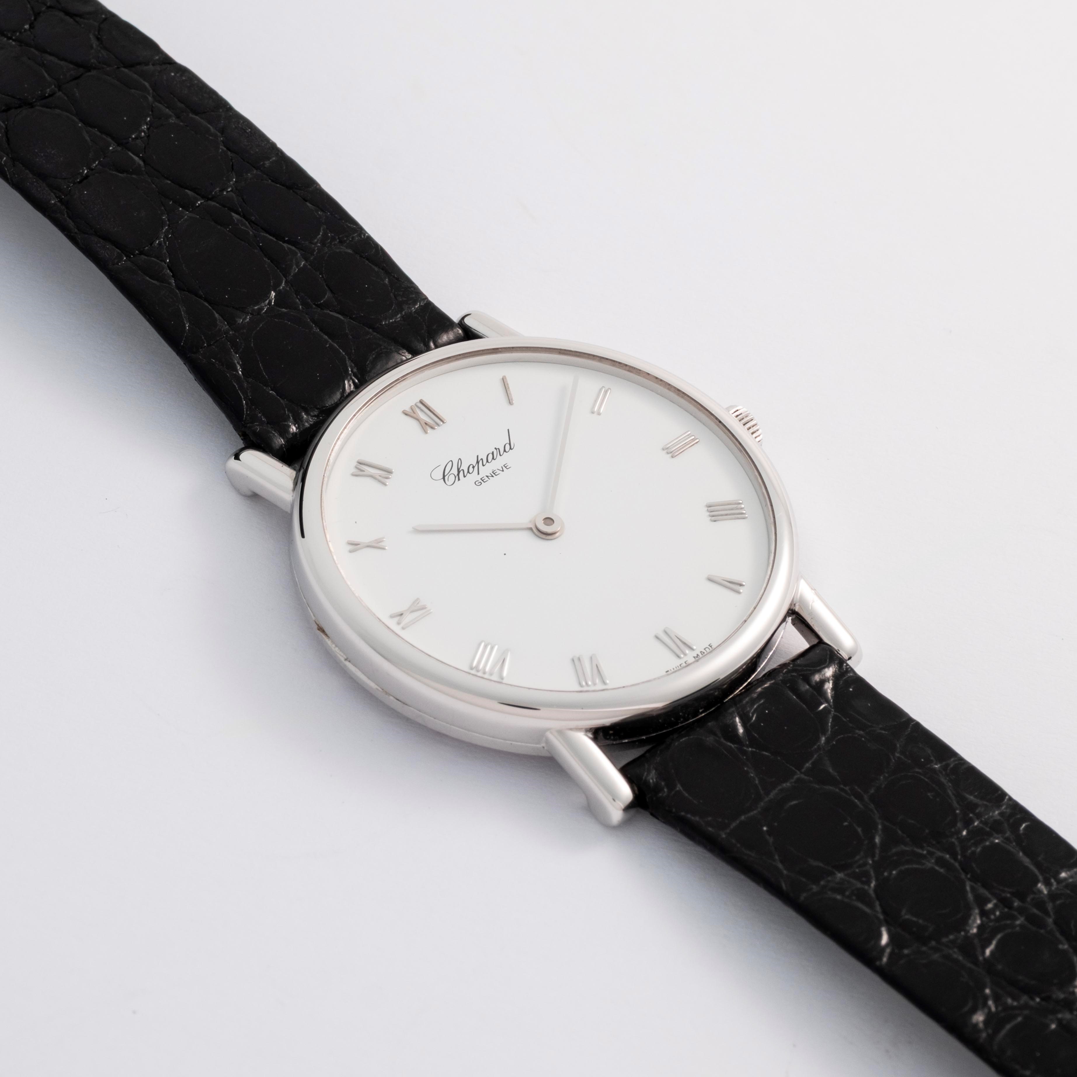 Chopard - Classic, orologio da polso in oro bianco 18k con quadrante bianco e numeri romani (circ...