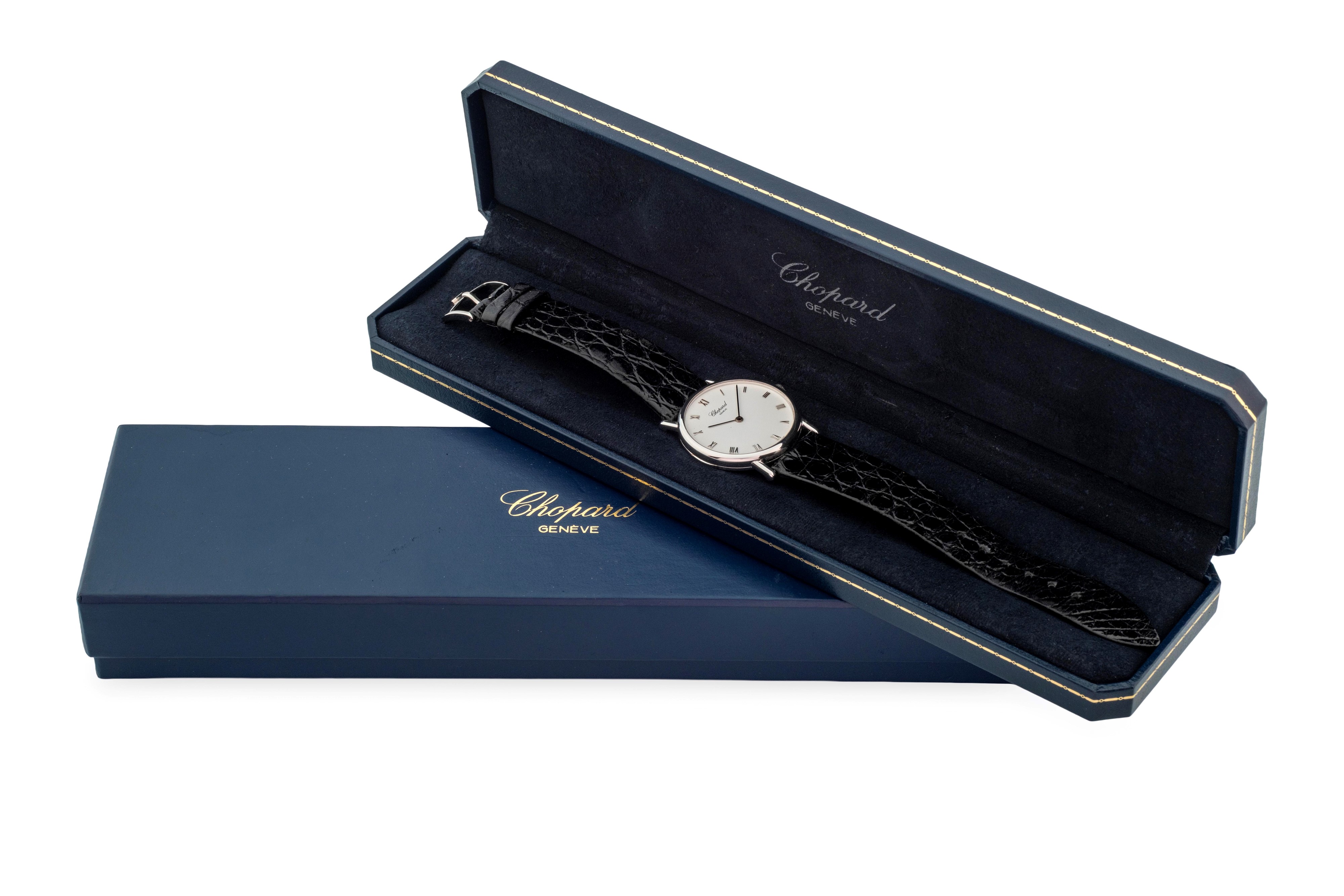 Chopard - Classic, orologio da polso in oro bianco 18k con quadrante bianco e numeri romani (circ...