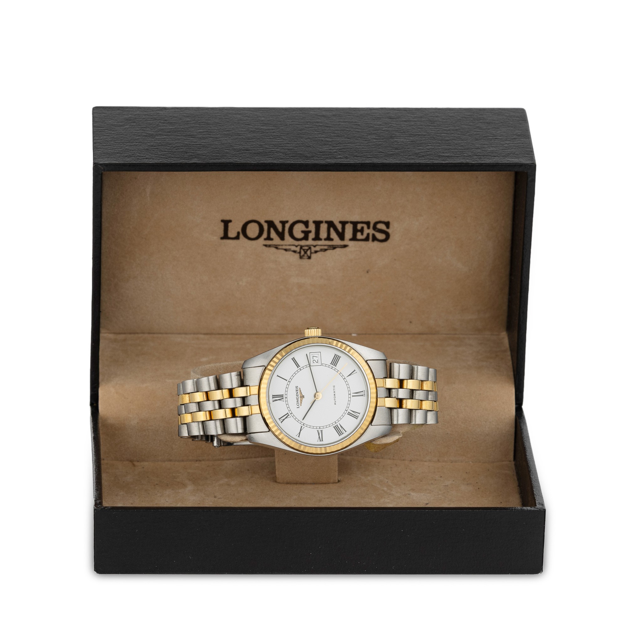Longines - Orologio da polso ref. L7.632.3 in acciaio, carica automatica, quadrante bianco con da...