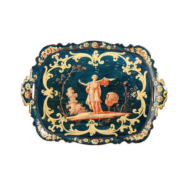 Vassoio laccato e dipinto. Venezia, XVIII secolo
