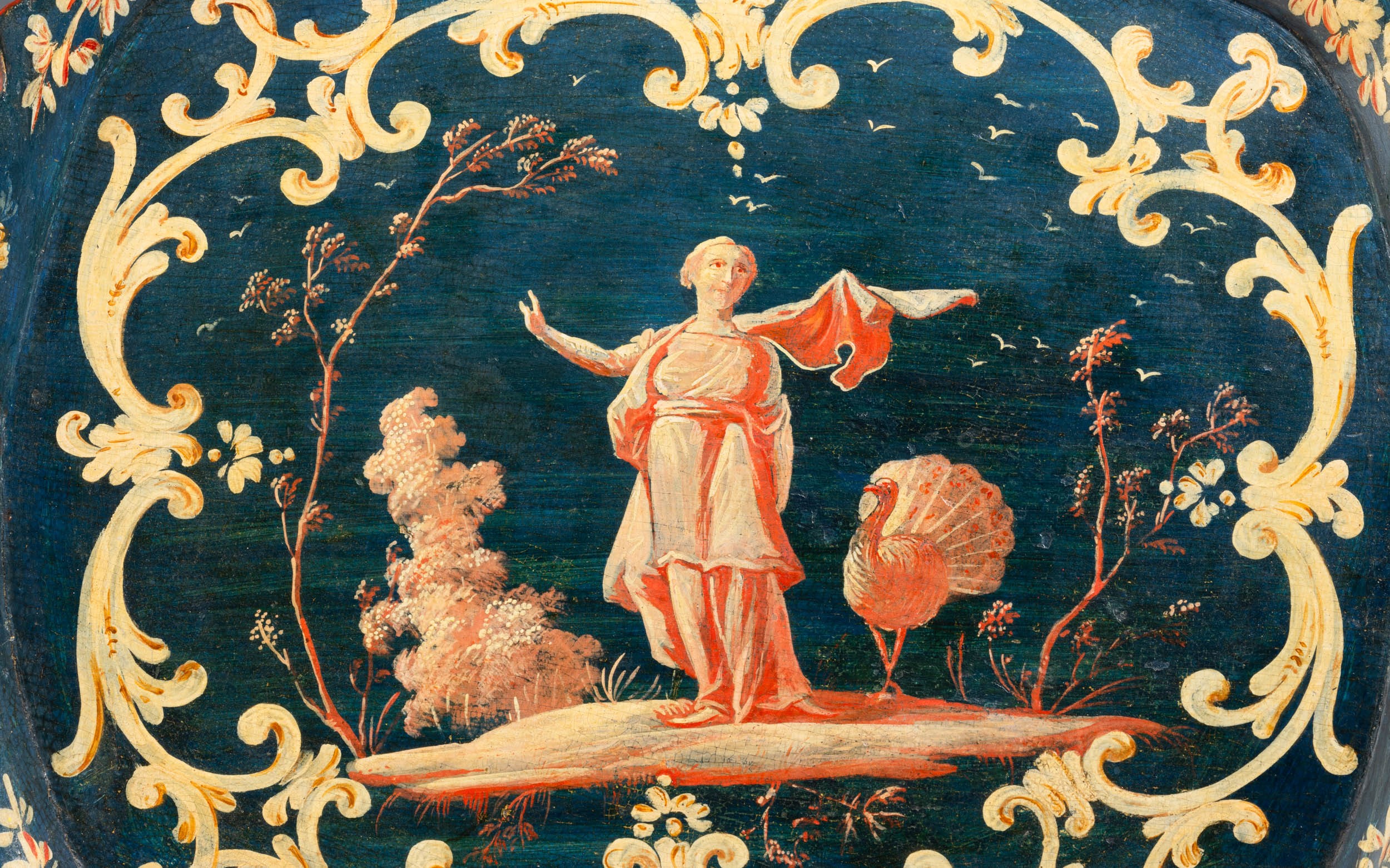 Vassoio laccato e dipinto. Venezia, XVIII secolo