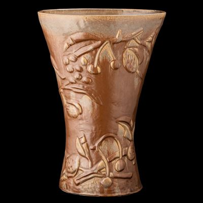 S.C.I., Laveno 1950 ca., Grande vaso portaombrelli a forma di clessidra in terraglia a colaggio
