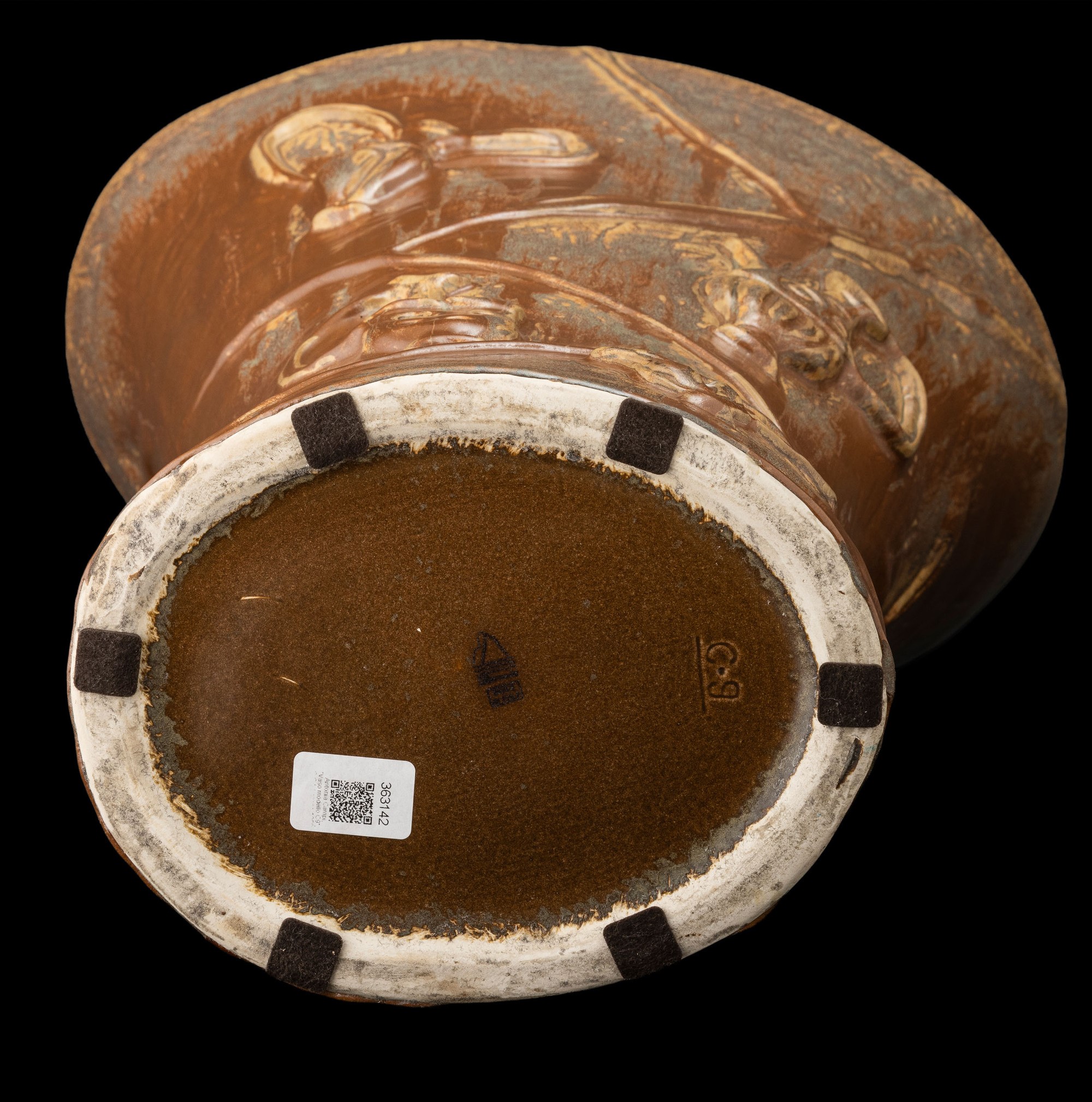 Antonia Campi - S.C.I., Laveno 1950 ca., Grande vaso portaombrelli a forma di clessidra in terrag...