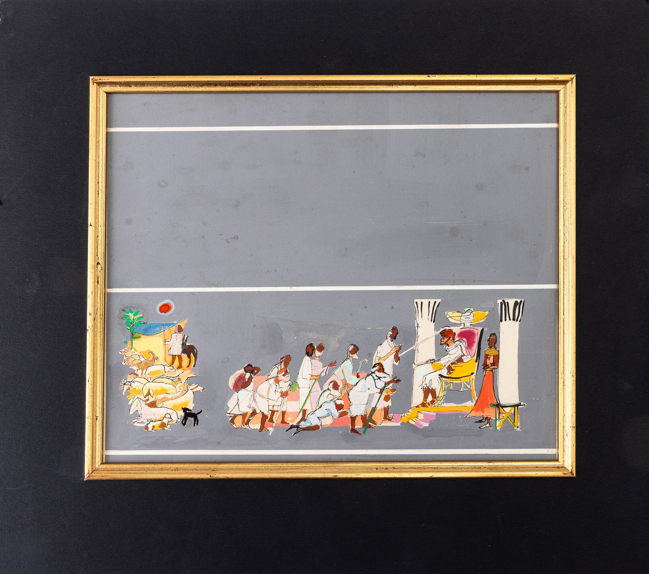 Fulvio Bianconi - Giuseppe e i suoi fratelli, tempera su cartoncino