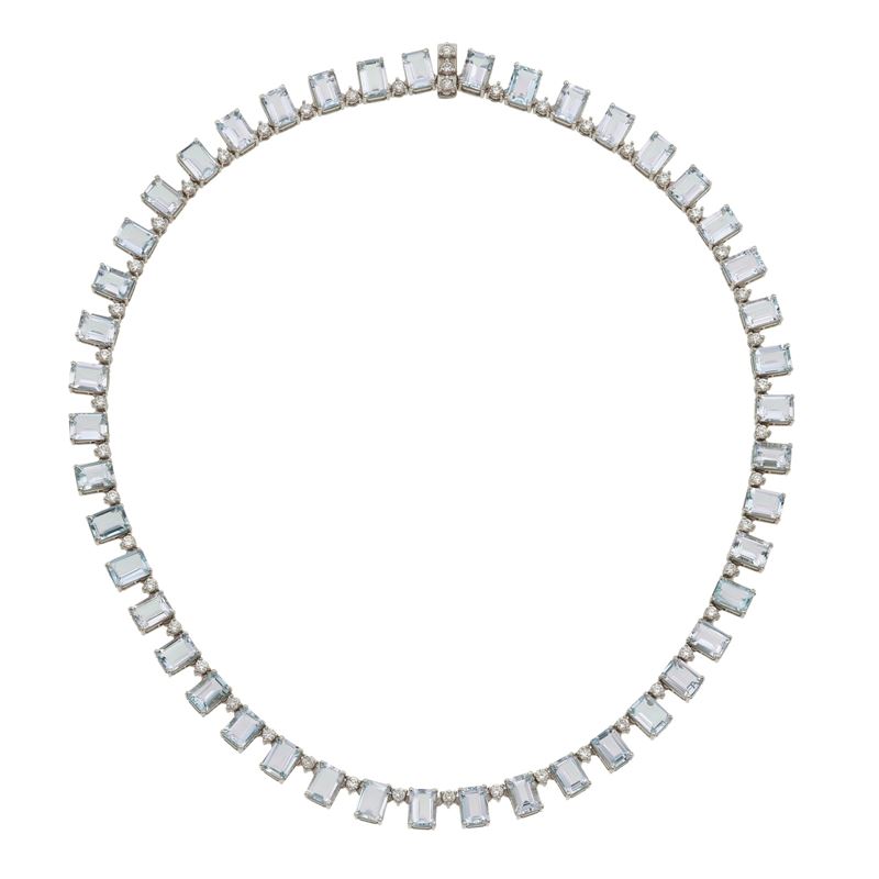 Aquamarine, diamond and gold necklace  - Auction Fine Jewellery - Cambi Casa d'Aste