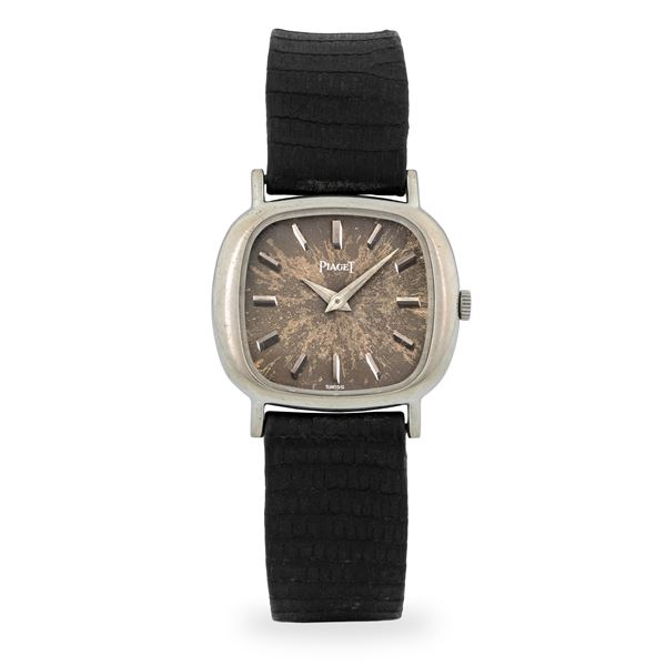 Piaget - Classique ref. 9451 in oro bianco 18k, quadrante nero virato al marrone con indici applicati, circa 1970
