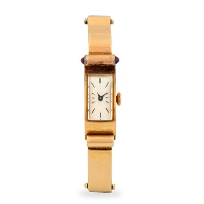 Orologio da polso Art Déco con bracciale integrato, oro rosa 18k (circa 1938)