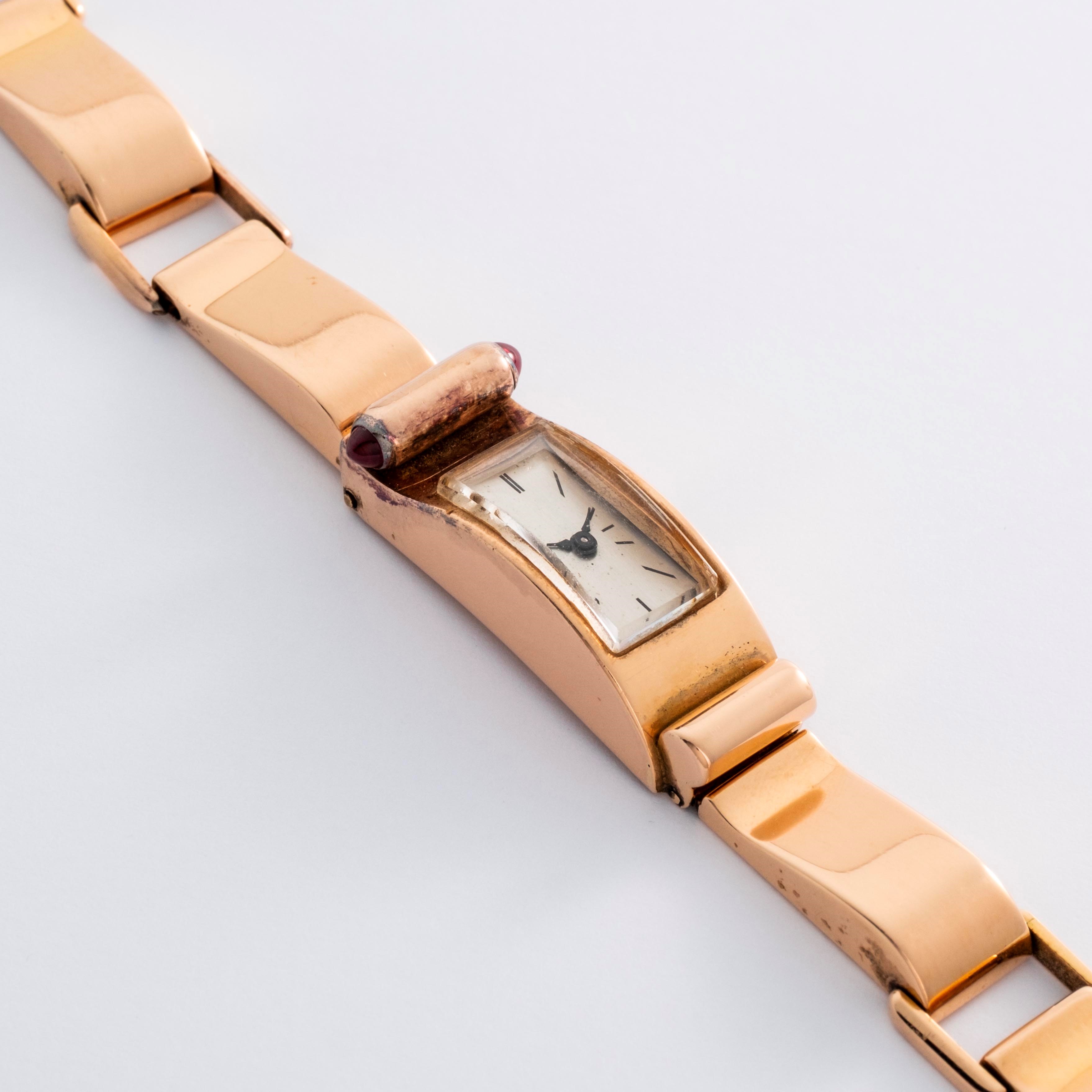 Rolex - Orologio da polso Art Déco con bracciale integrato, oro rosa 18k (circa 1938)