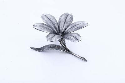 Posacenere da cocktail a forma di fiore con petali rimovibili, metallo argentato, Italia anni '70