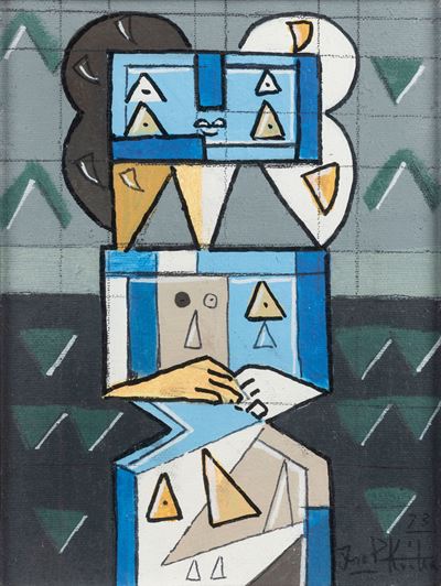 Idola, tecnica mista su tela, 24 x 18 cm, 1973