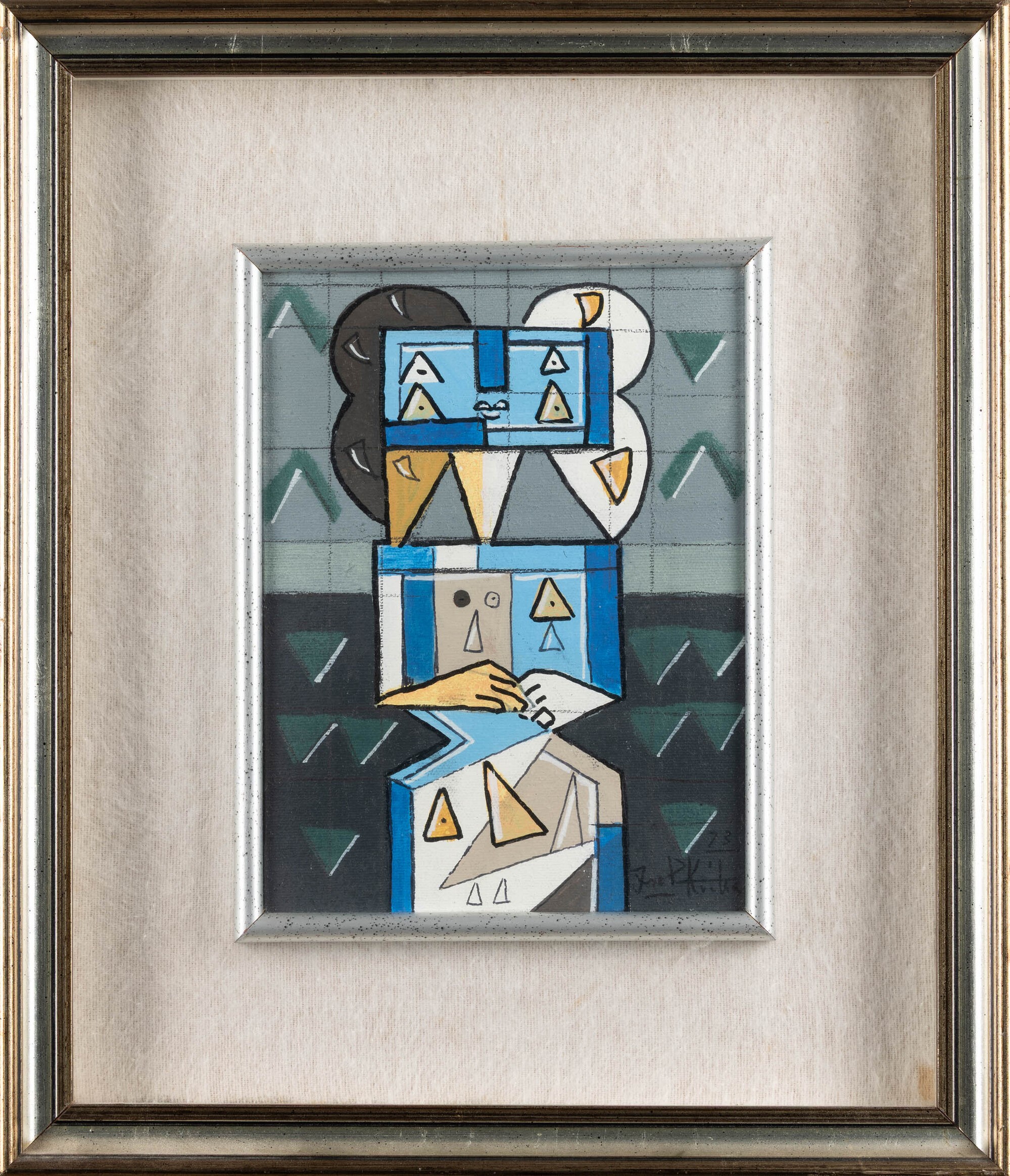 Ibrahim Kodra - Idola, tecnica mista su tela, 24 x 18 cm, 1973
