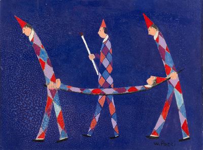 Arlecchini, olio su cartone, 1988