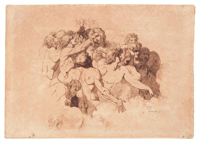 Studio di figure (anime del Purgatorio?), penna e inchiostro bruno su carta