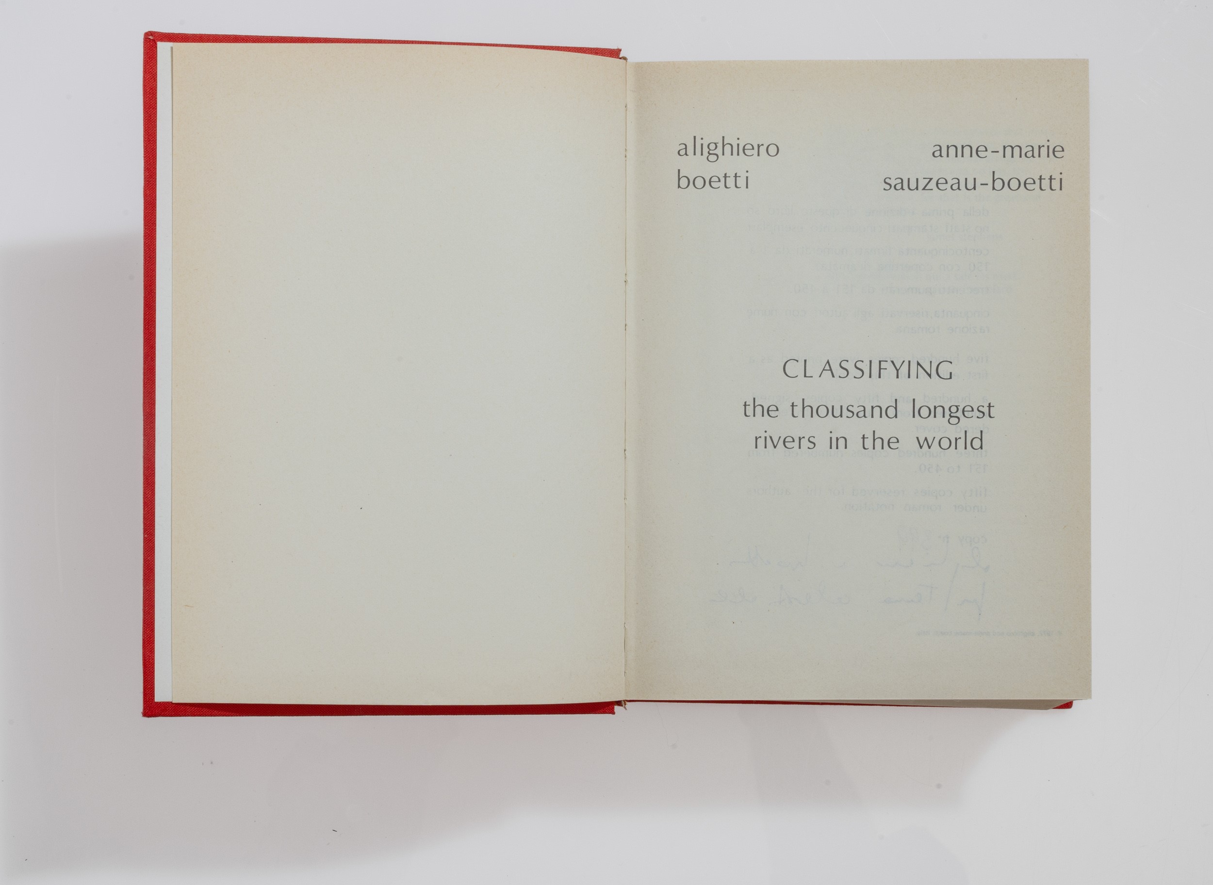 Alighiero Boetti - Classifying, the thousand longest rivers in the world