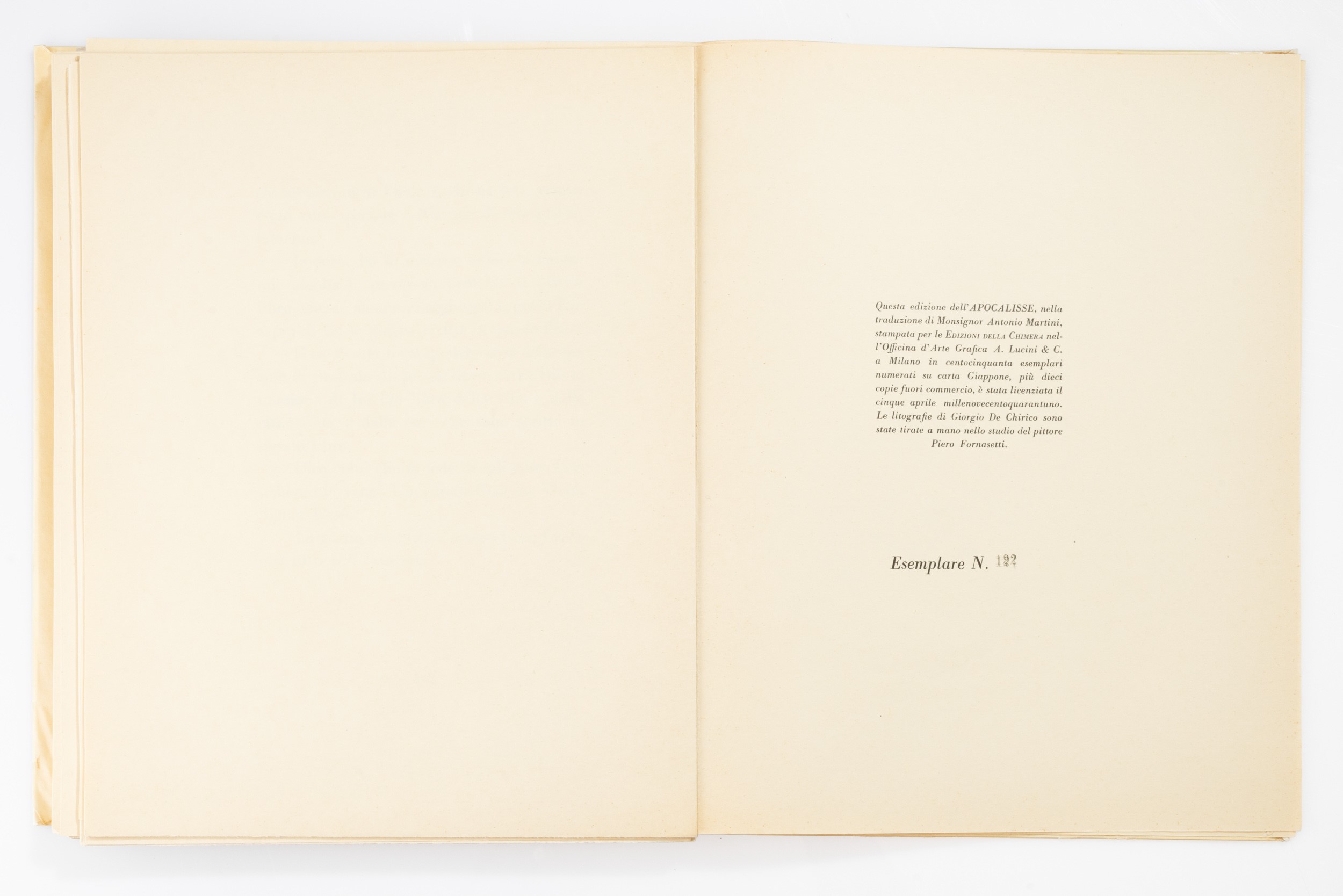 Giorgio De Chirico - L'apocalisse, litografie a mano (20 tavole) firmate