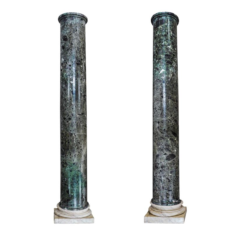 Coppia di grandi colonne in marmo verde antico  - Asta Dimore Italiane - Cambi Casa d'Aste