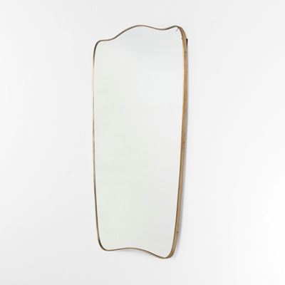 Italia, Specchiera da parete, cornice in ottone e cristallo specchiato (circa 1950)