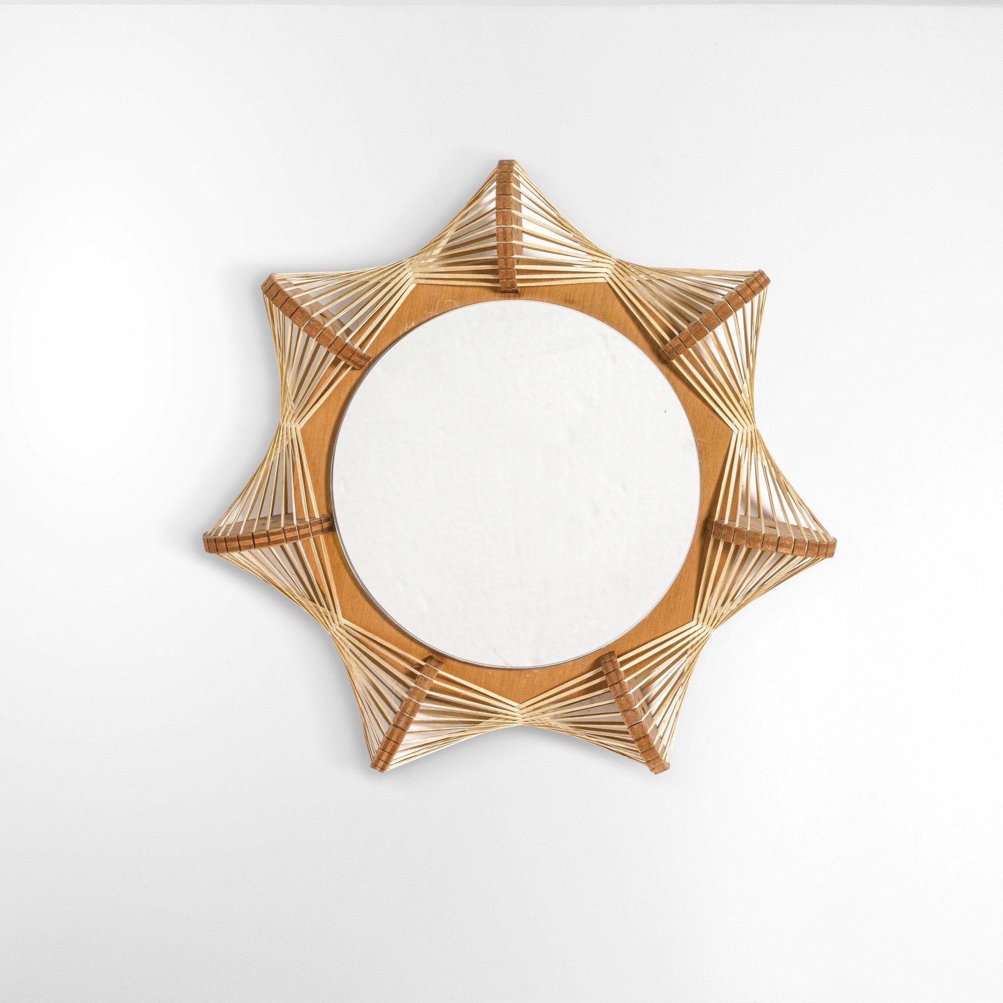 Vivai del Sud - Specchio da parete con cornice in legno e rafia