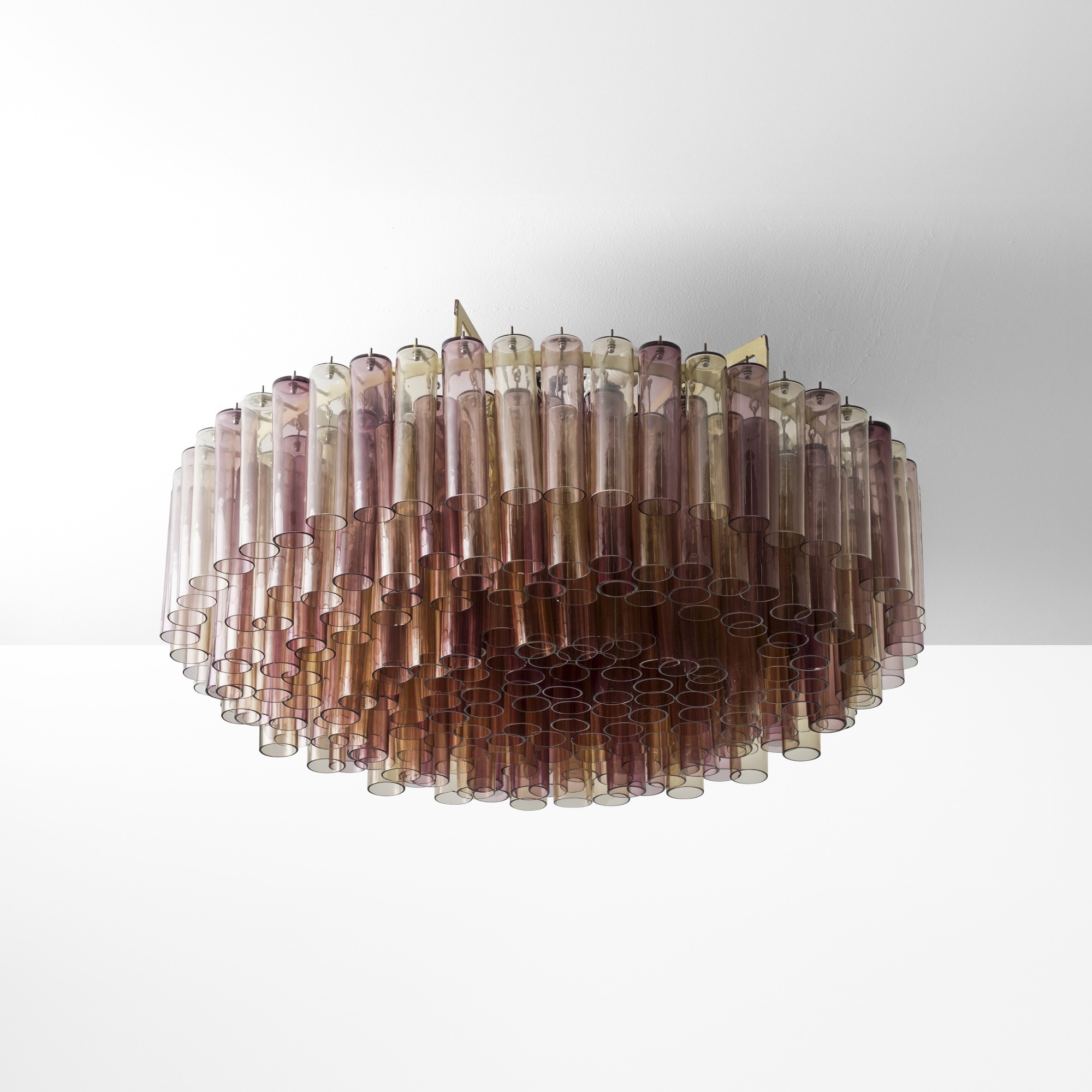 Barovier e Toso - Grande coppia di lampade da plafone in vetro di Murano colorato