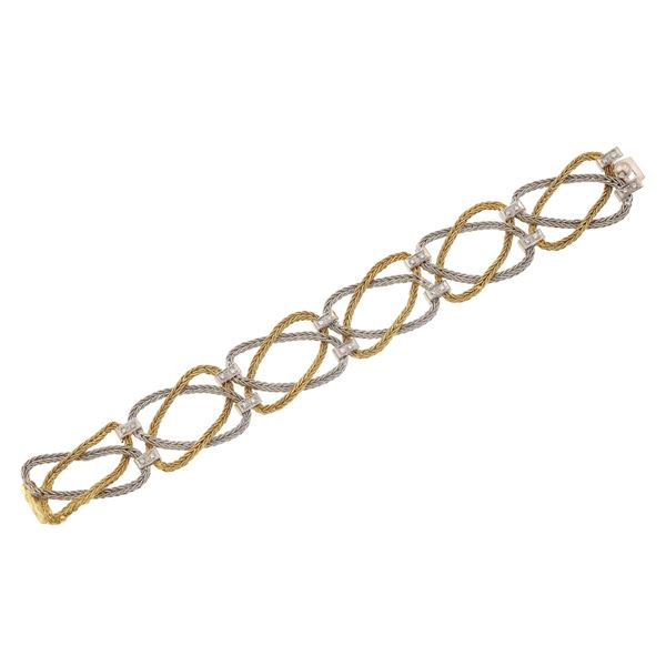 Bracciale a maglia intrecciata con piccoli diamanti