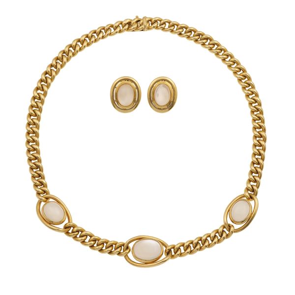 Claire de lune and gold demi-parure. Hallmark Weingrill, Verona (15VR) on the necklace