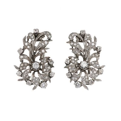 Orecchini/clips con Diamanti Taglio Brillante e Diamanti Taglio Huit-huit
