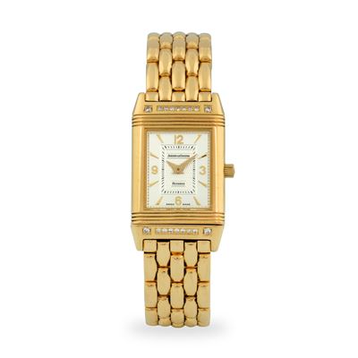 Reverso ref. 260.1.86 in oro giallo 18k e brillanti con quadrante argenté bitonale Guilloché