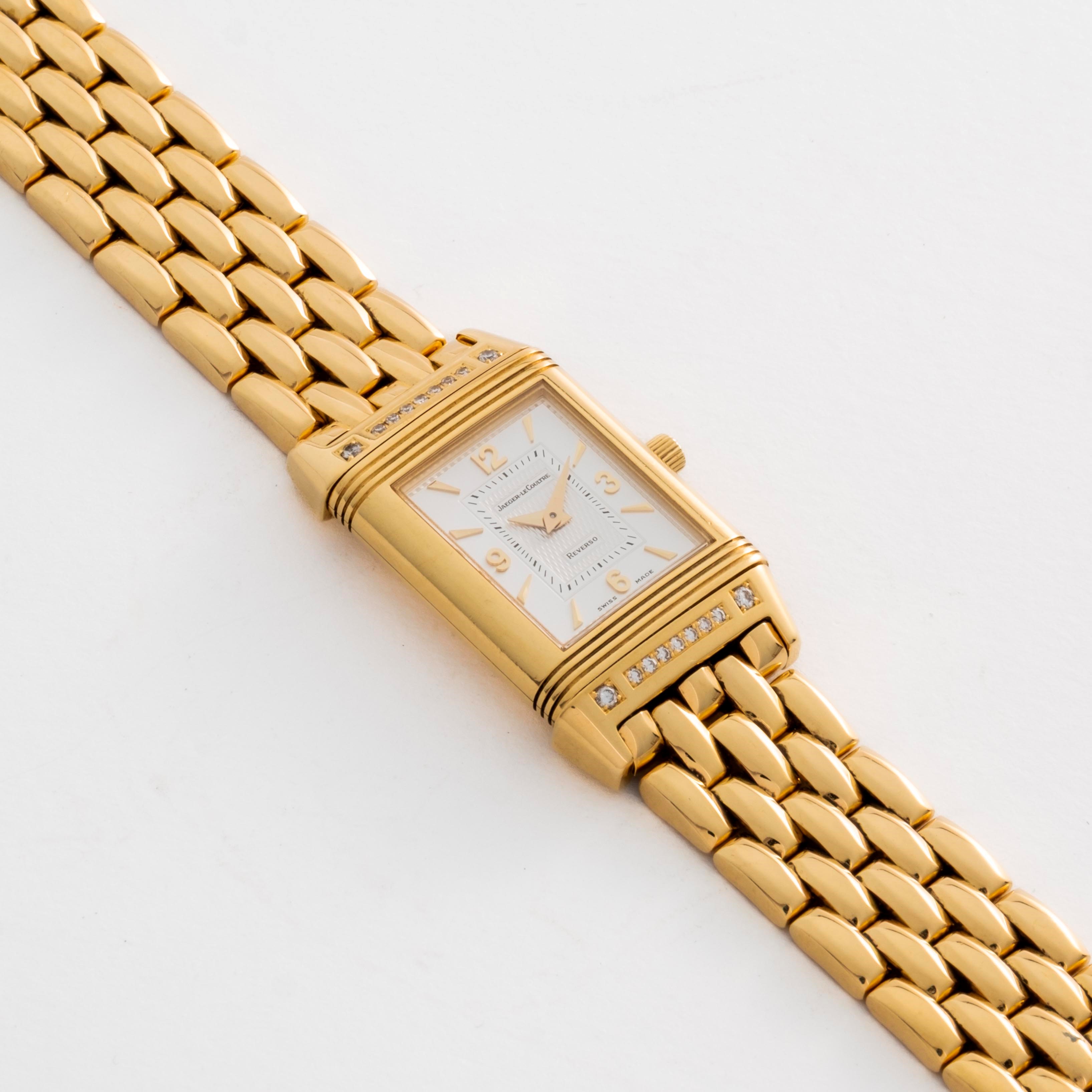 Jaeger-lecoultre - Reverso ref. 260.1.86 in oro giallo 18k e brillanti con quadrante argenté bito...