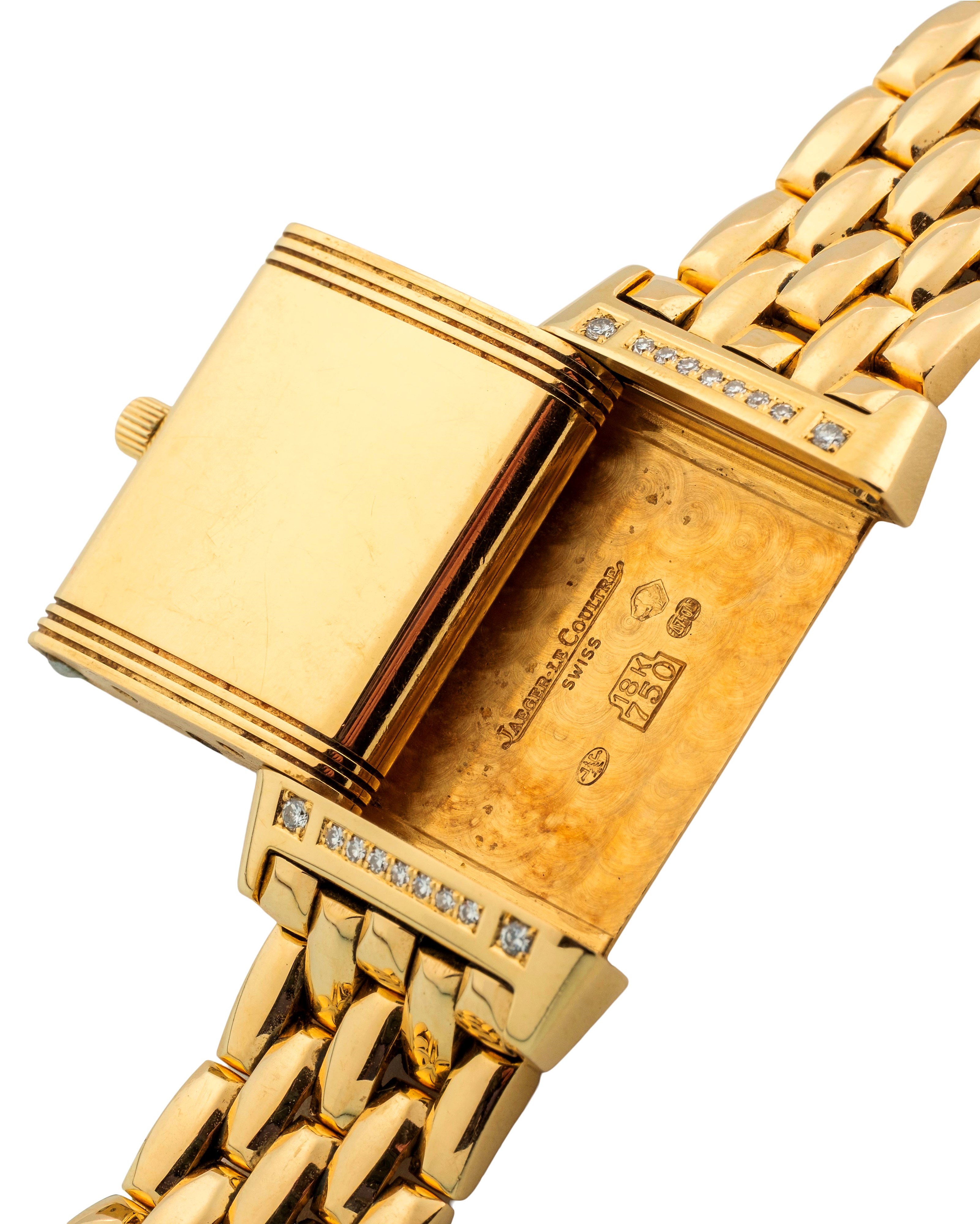 Jaeger-lecoultre - Reverso ref. 260.1.86 in oro giallo 18k e brillanti con quadrante argenté bito...