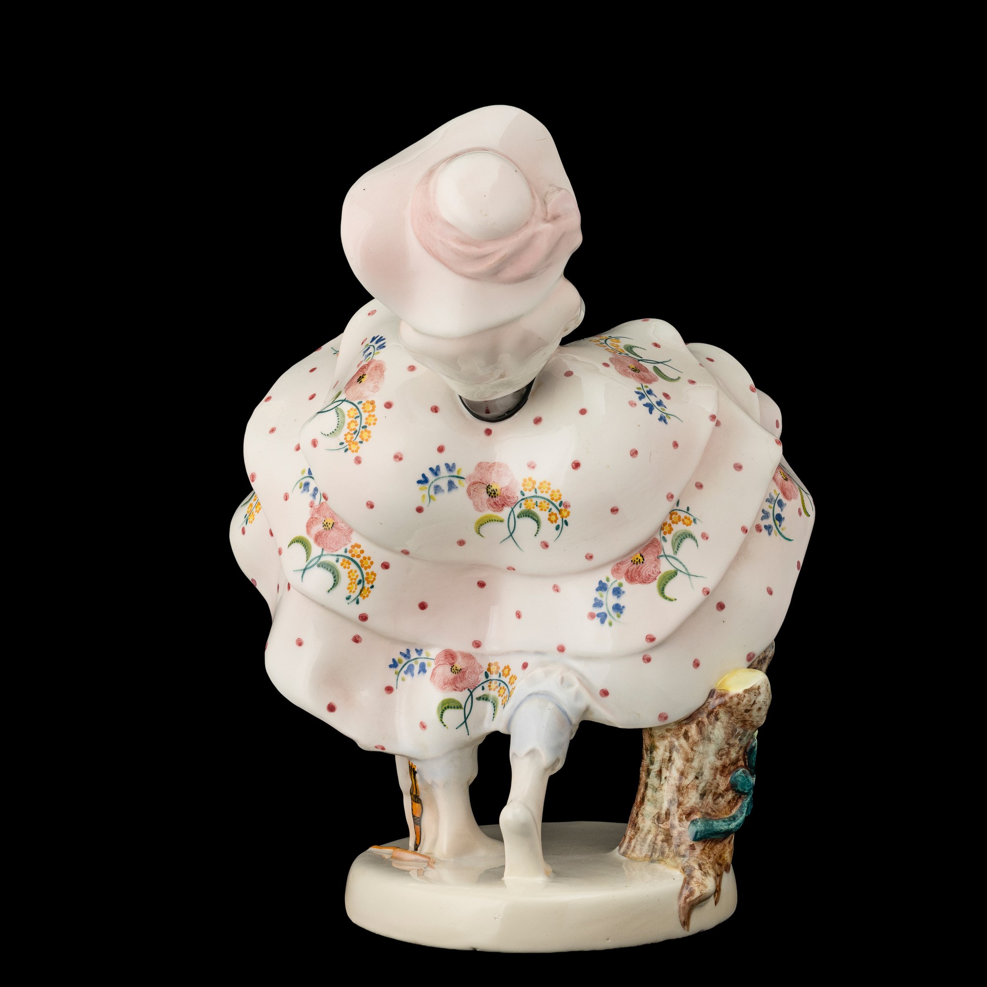 Sandro Vacchetti - Torino, circa 1940 - Vento di Primavera, scultura di dama in terraglia policro...