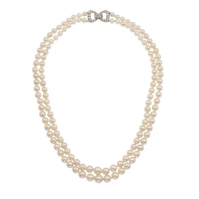 Collana con Due Fili di Perle Coltivate