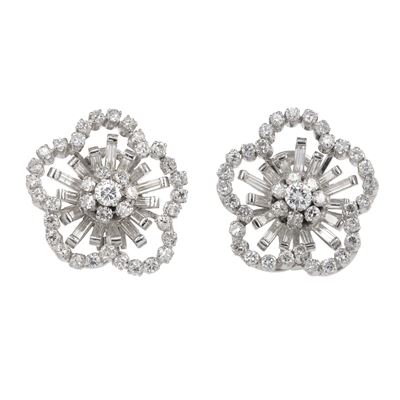 Orecchini "fiore" con Diamanti Taglio Brillante e Baguette