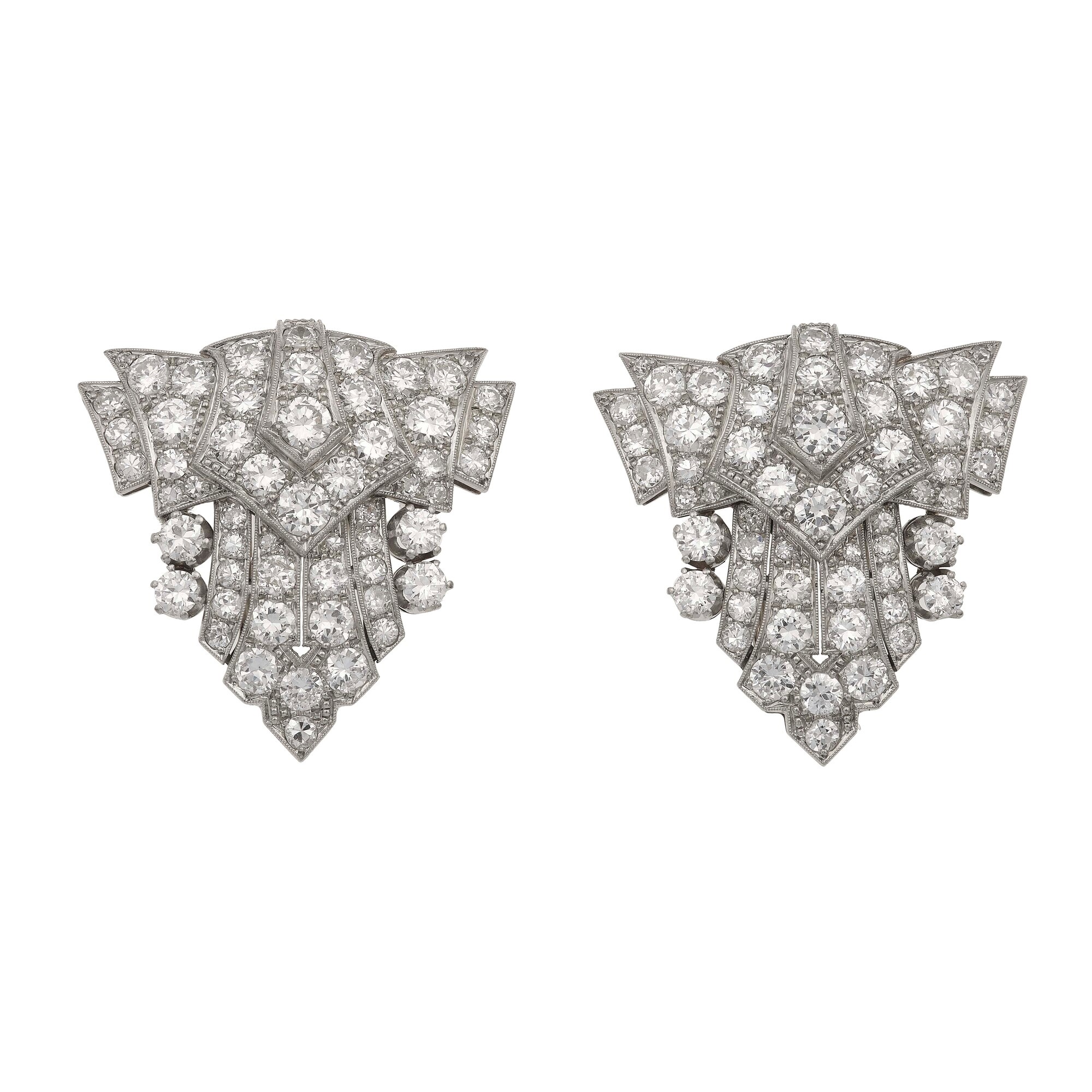 Coppia di Clips con Diamanti Taglio Brillante