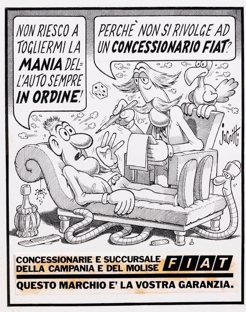 Benito Jacovitti  : Senza titolo  - tecnica mista su carta china, collage su cartoncino - Asta Arte Moderna e Contemporanea - Cambi Casa d'Aste