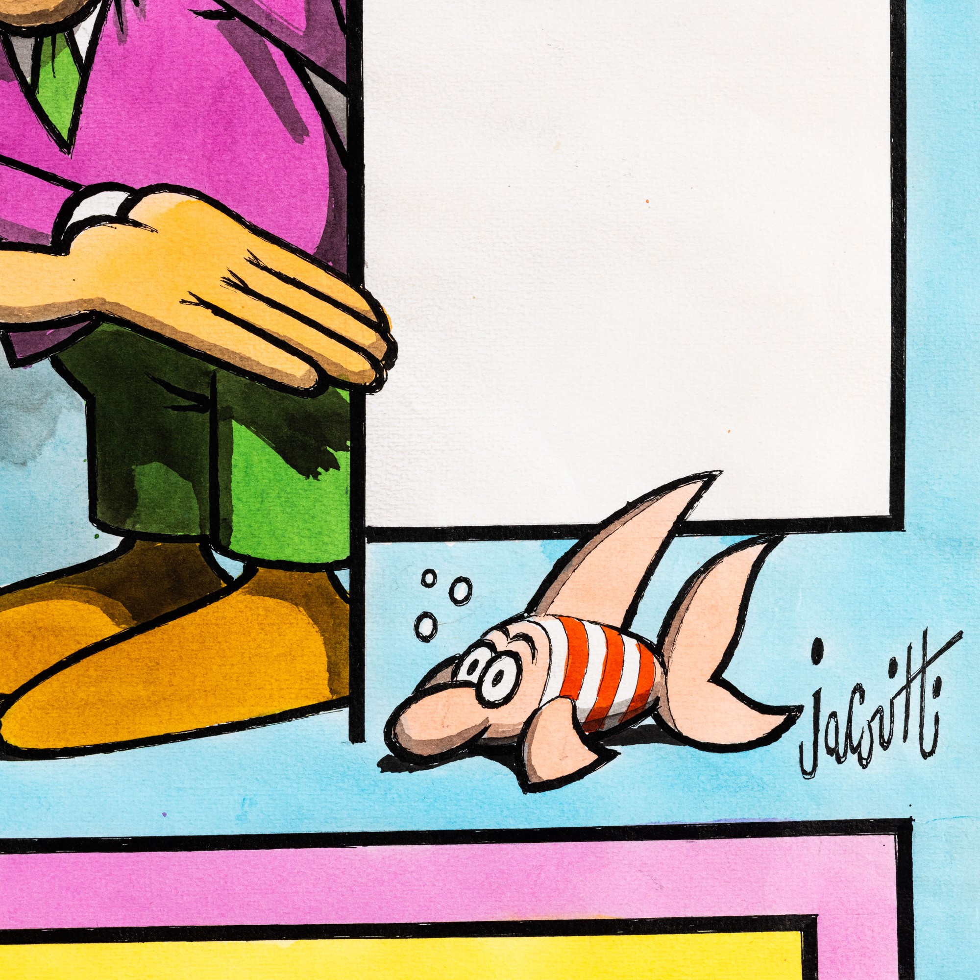 Benito Jacovitti - FIAT Mi Serve un'auto nuova.. - tecnica mista su carta applicata su cartoncino