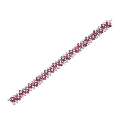 Cusi. Bracciale con Diamanti Taglio Brillante per Ct 5.80 Circa e Rubini per Ct 9.50 Circa