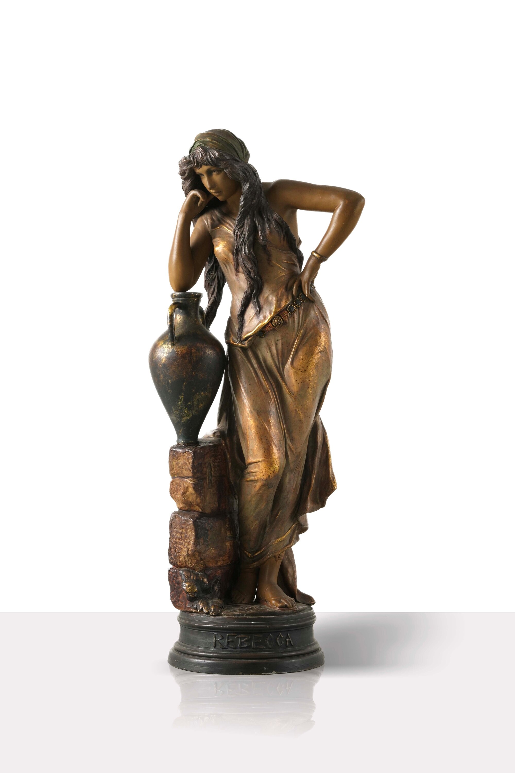 Cherc (firma), Rebecca; manifattura Friedrich Goldscheider, Terraglia dipinta, Austria, inizio XX...