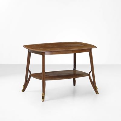 Tavolo da tè in legno con puntali in bronzo dorato