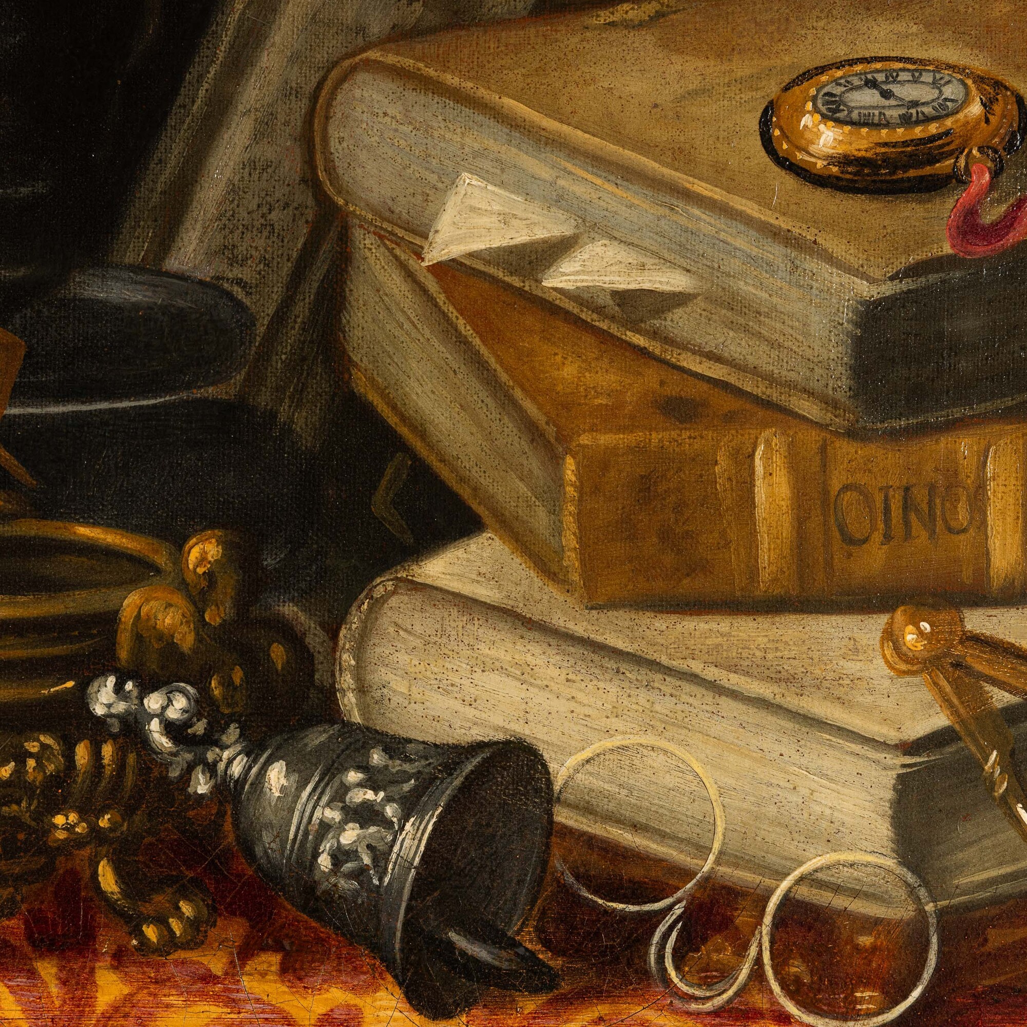 Bartolomeo Bettera - Natura morta con libri, strumenti musicali e tappezzerie