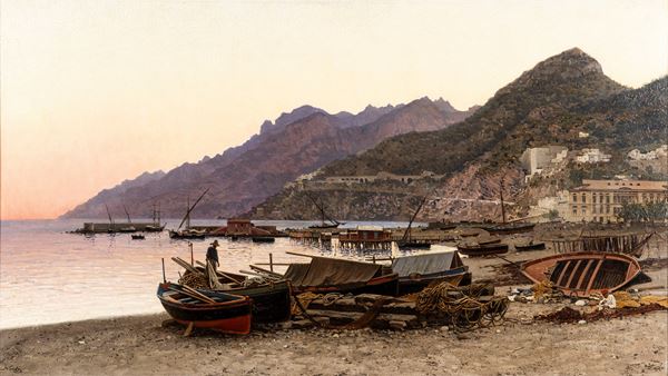 Friedrich II Nerly - Spiaggia di Salerno al tramonto