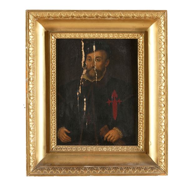 Scuola del XVI-XVII secolo Ritratto di un cavaliere dell’ordine di San Giacomo
