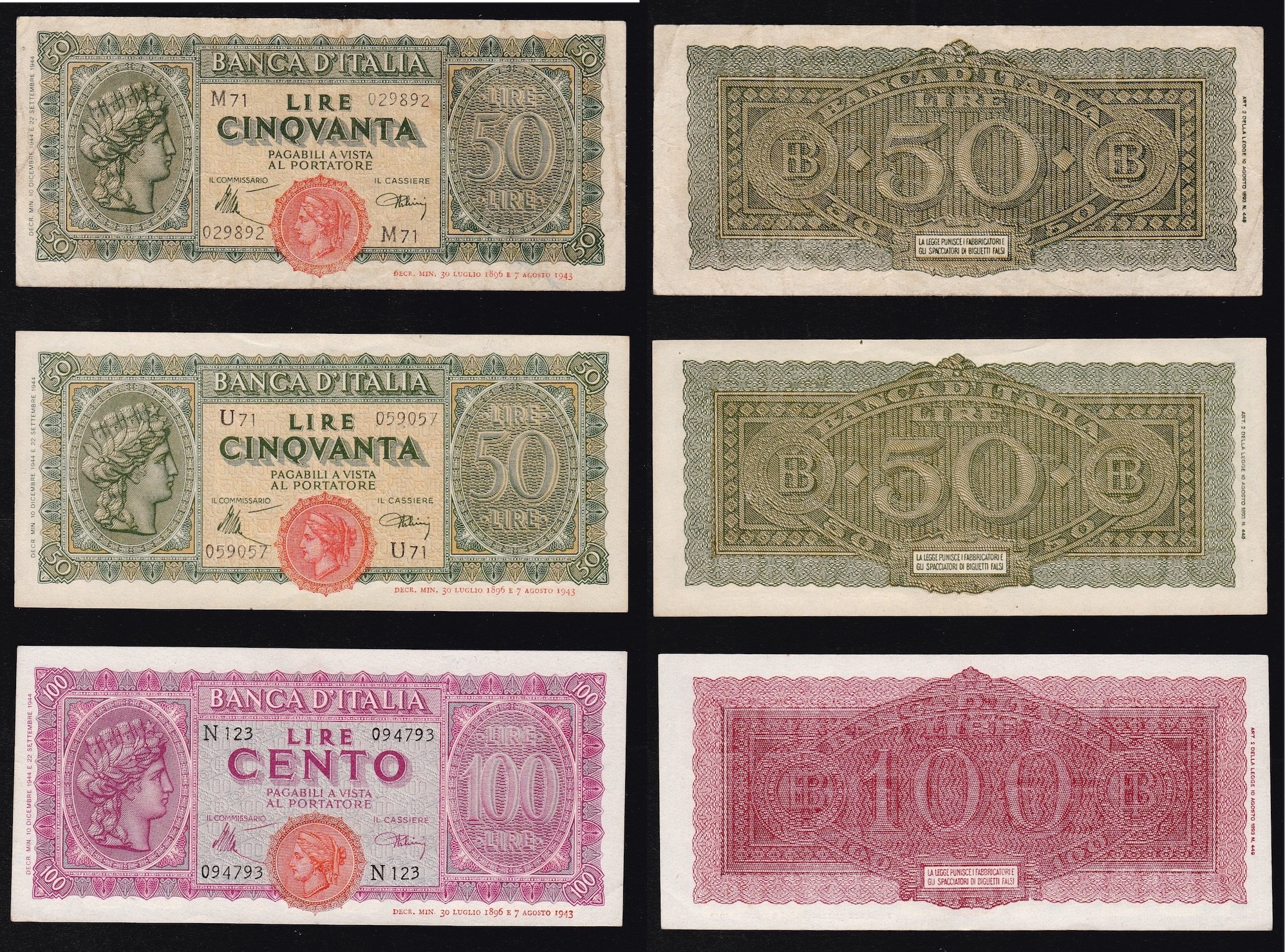 Raccolta di banconote e biglietti di banca, prevalentemente italiane e dell’area italiana (moltep...