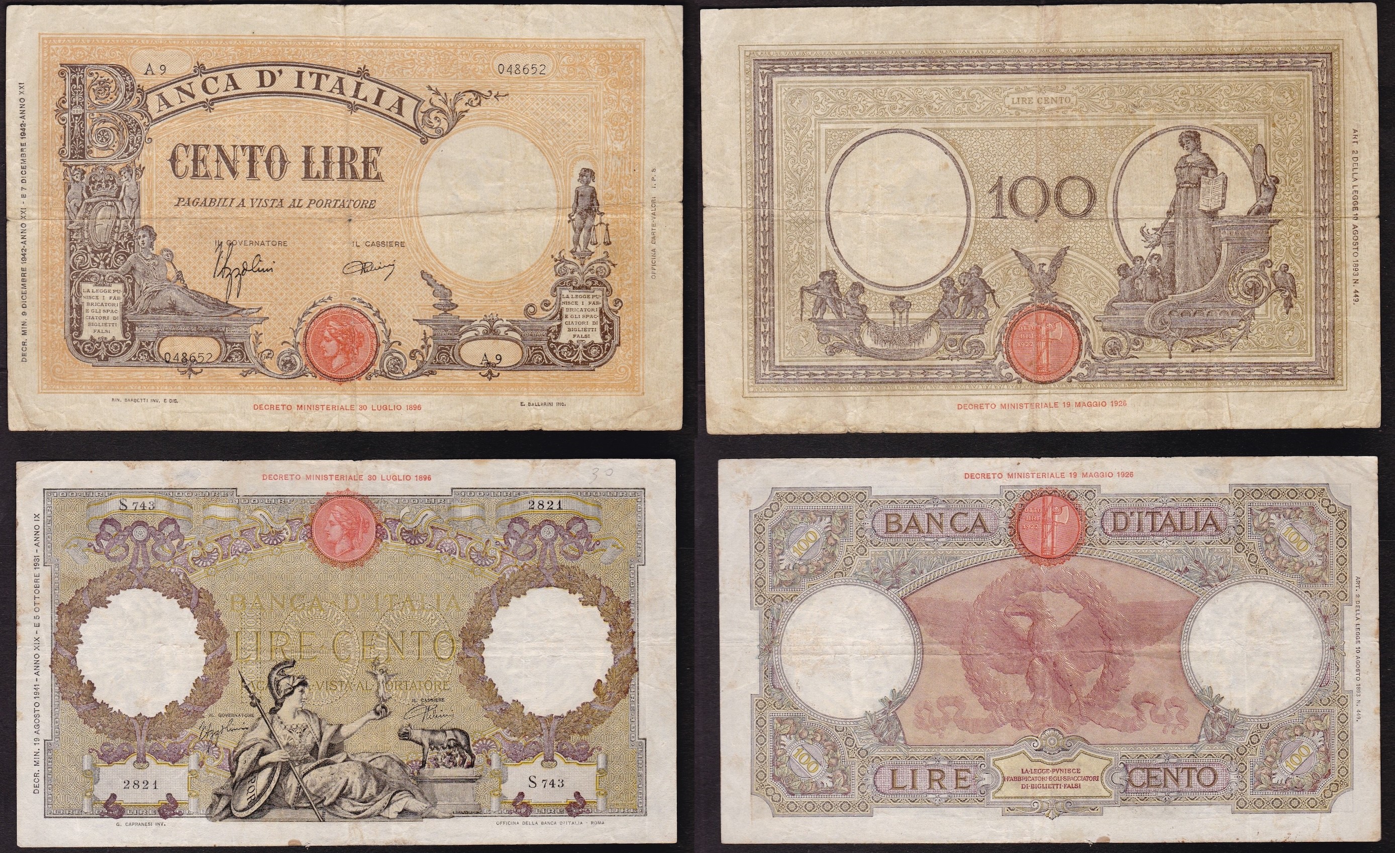 Raccolta di banconote e biglietti di banca, prevalentemente italiane e dell’area italiana (moltep...